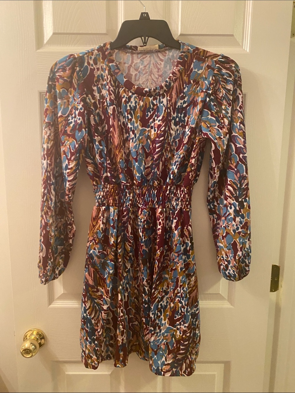 Beason River Women's Multicolor Printed Long Sleeve Smocked Waist Dress